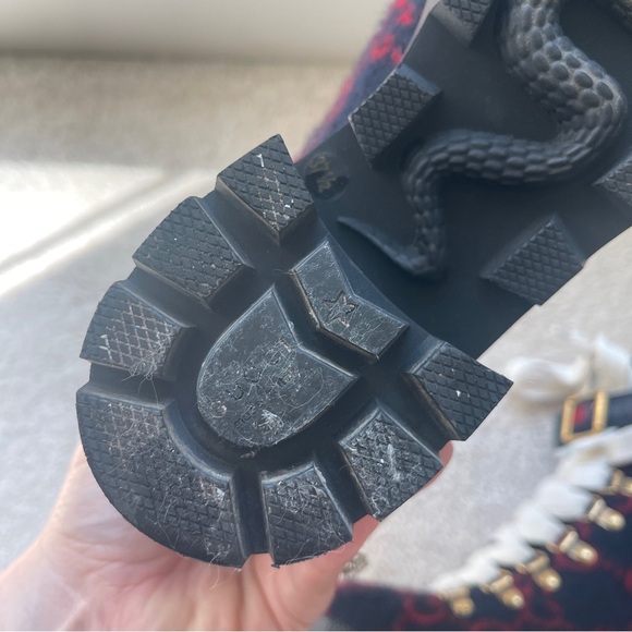 GUCCI Trip GG logo wool combat boots Navy Red - Picture 12 of 13